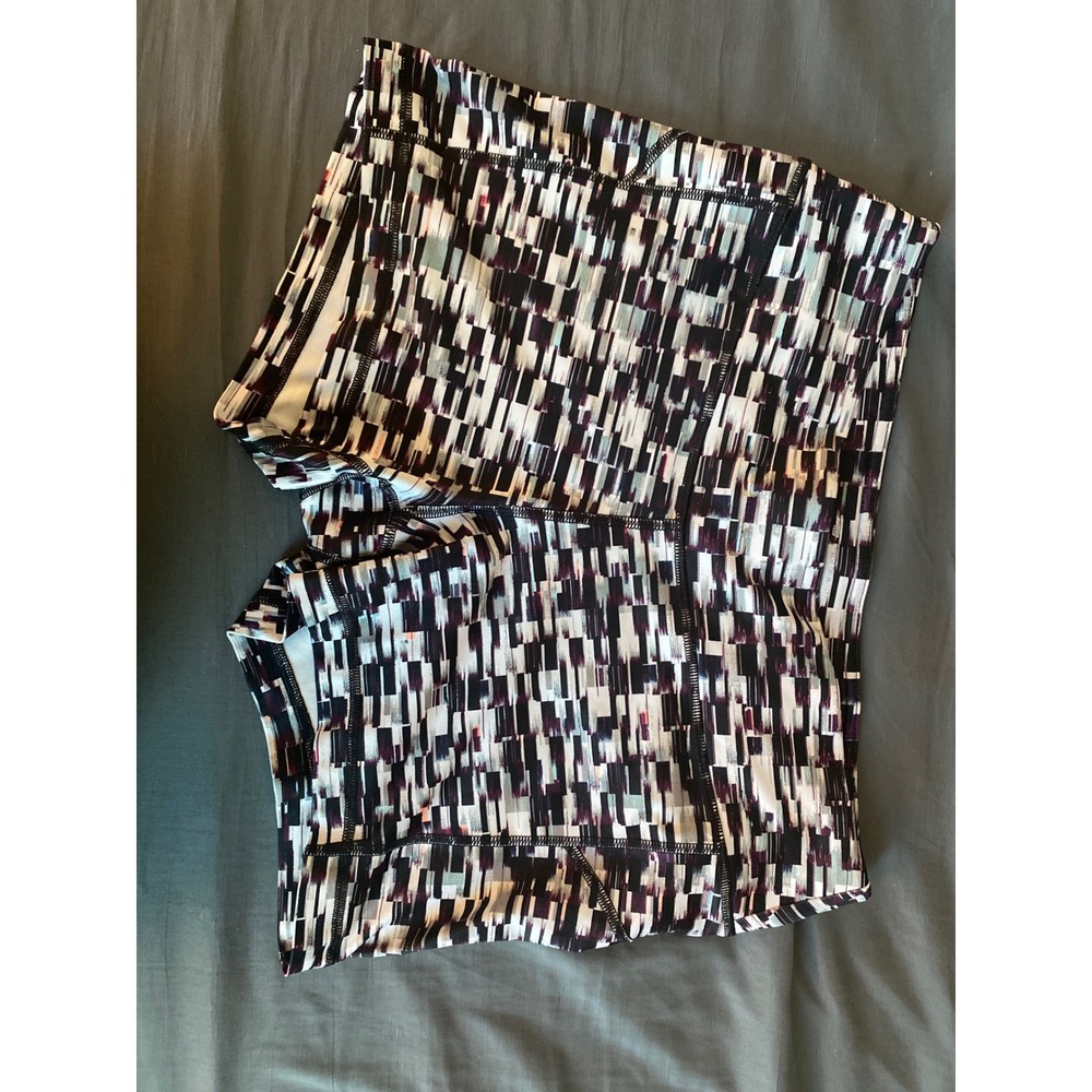 Tek Gear Womens‎ Athletic Shorts Large Purple Black Geometric Abstract Print Gym